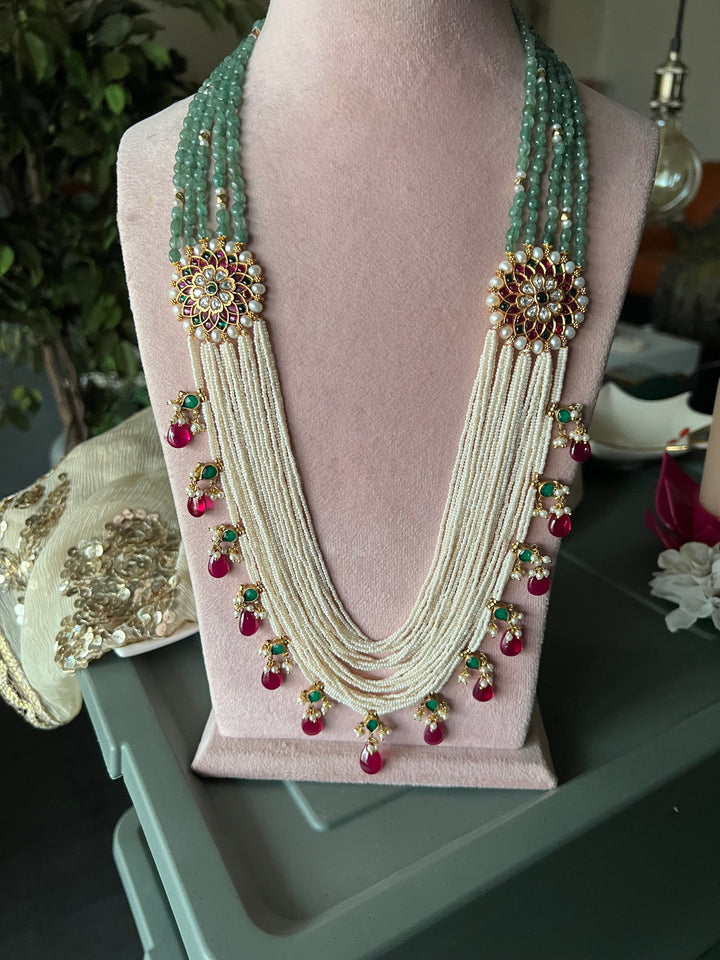 Green Aventurine and Pearl Kundan Necklace