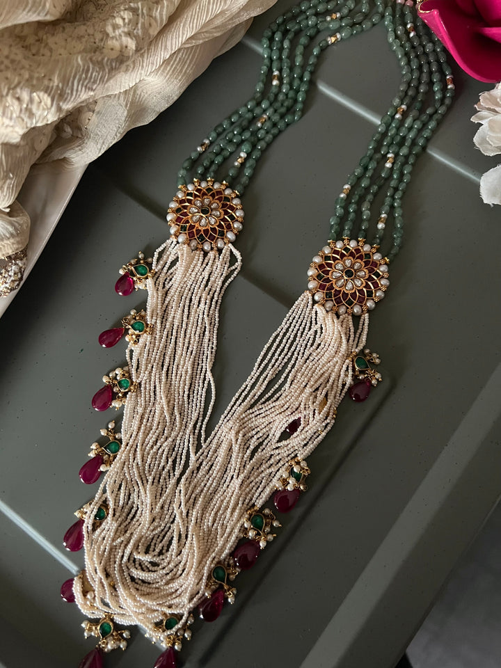 Green Aventurine and Pearl Kundan Necklace