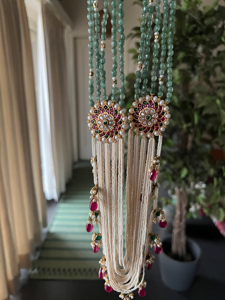 Green Aventurine and Pearl Kundan Necklace
