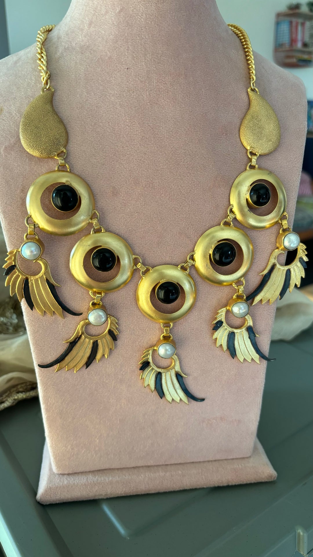 Winged Paisley Statement Necklace