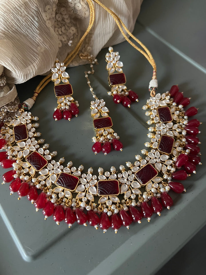 Royal Bridal Choker Necklace with Earrings and Maangtikka