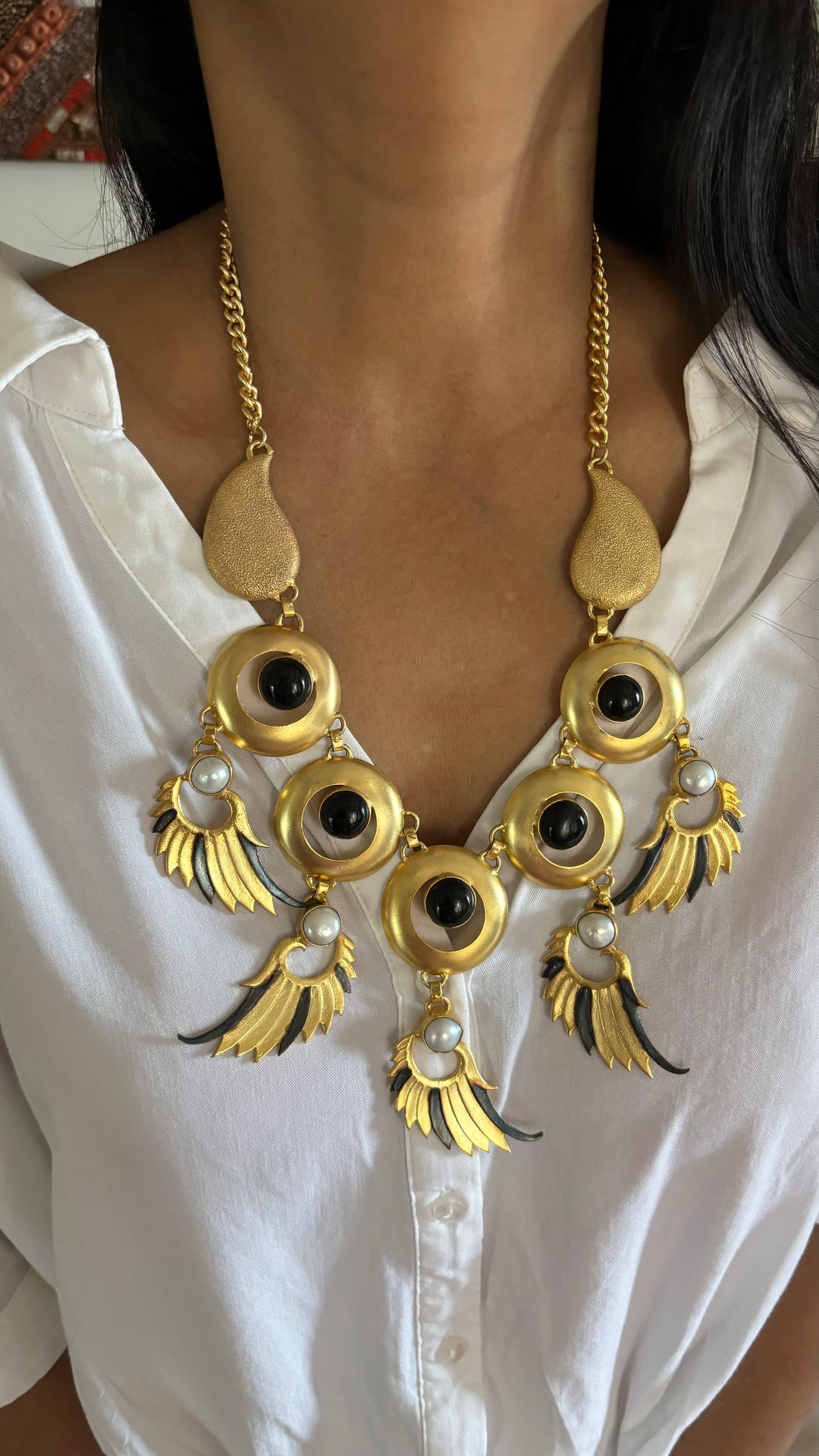 Winged Paisley Statement Necklace