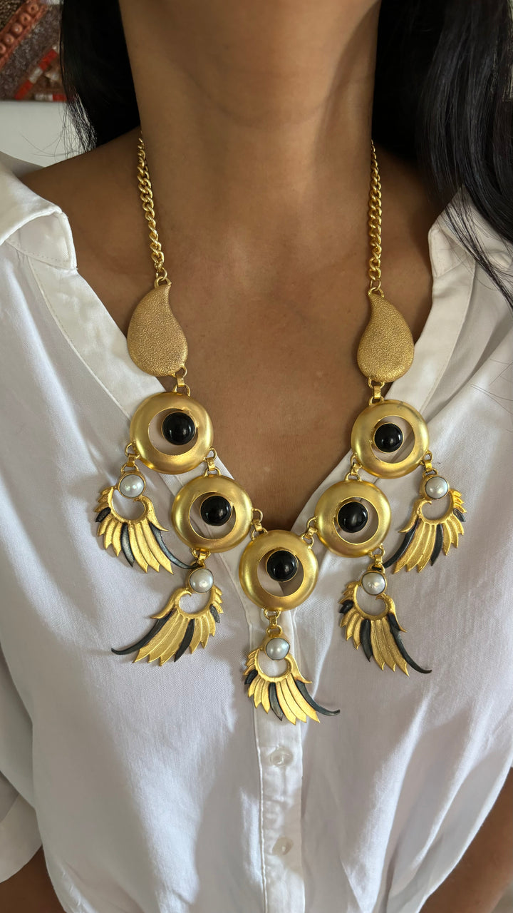 Winged Paisley Statement Necklace