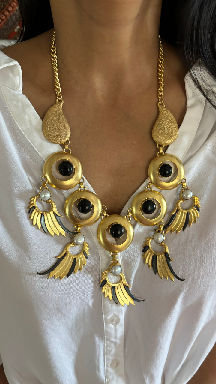 Winged Paisley Statement Necklace