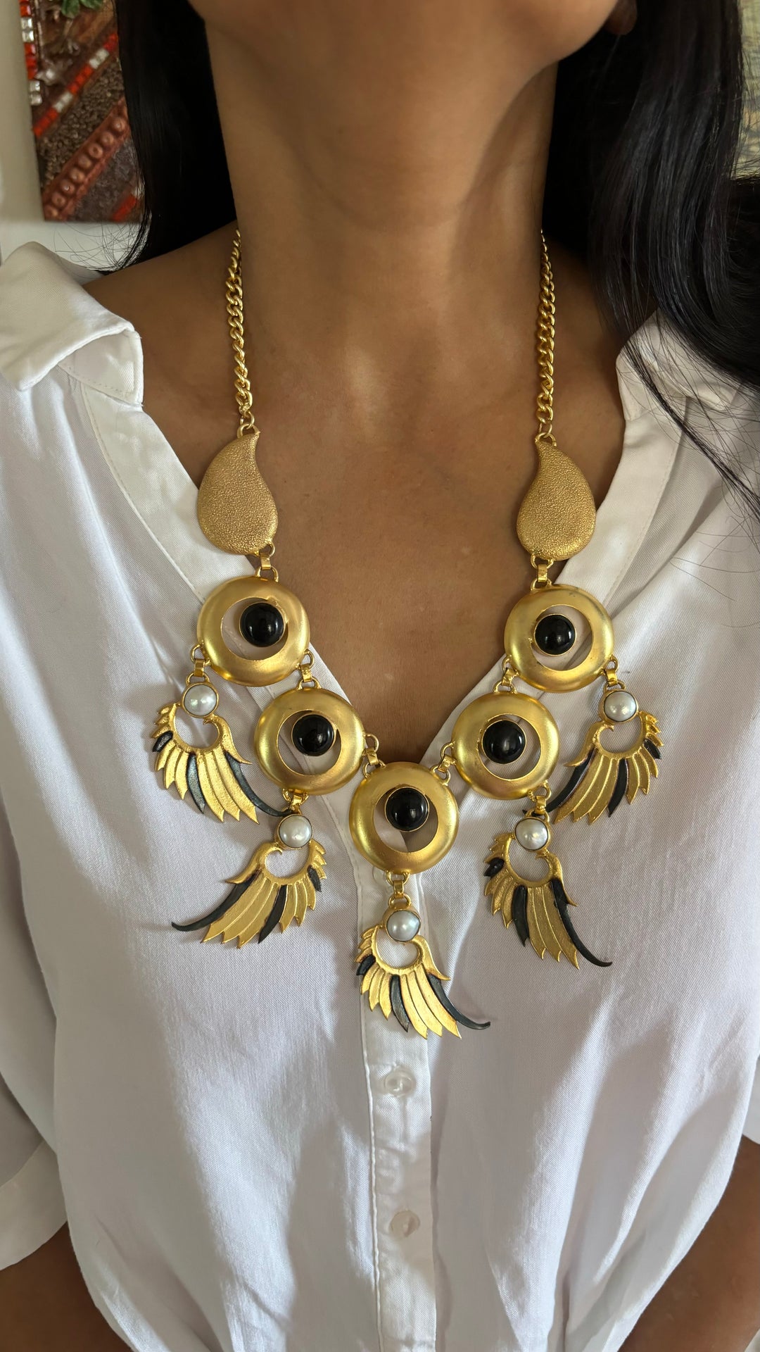 Winged Paisley Statement Necklace