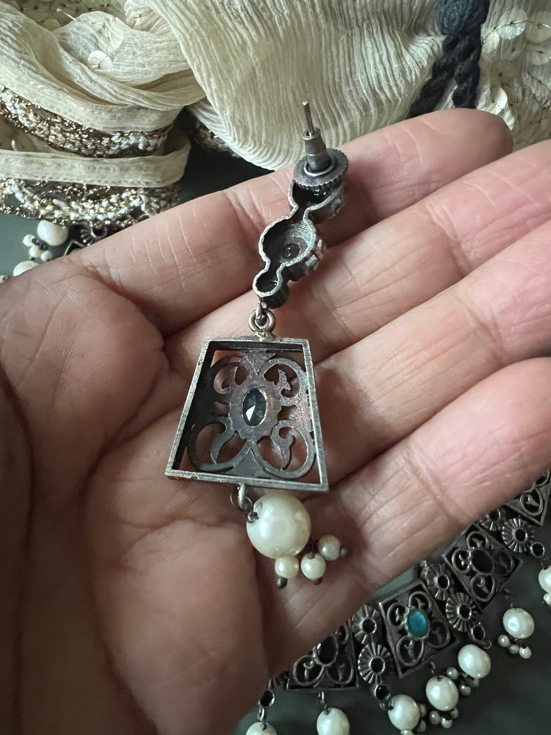 Vintage Artistic Necklace with Statement Earrings