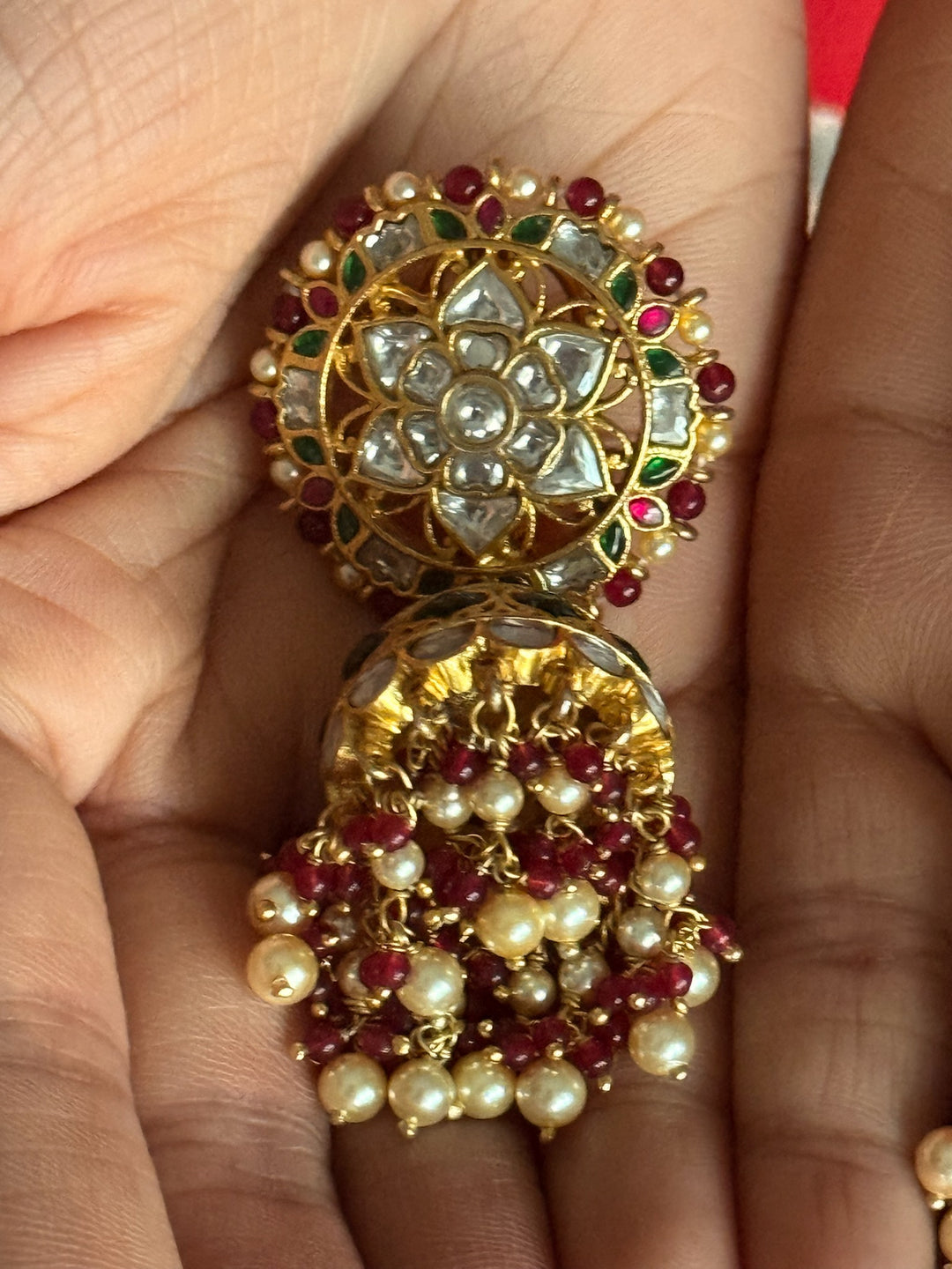 925 Silver Jadau Kundan Jhumkas | SHIVKA Bridal Earrings