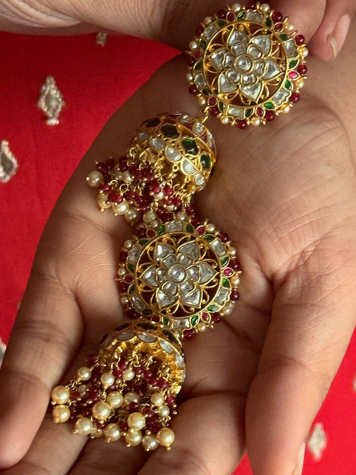 925 Silver Jadau Kundan Jhumkas | SHIVKA Bridal Earrings