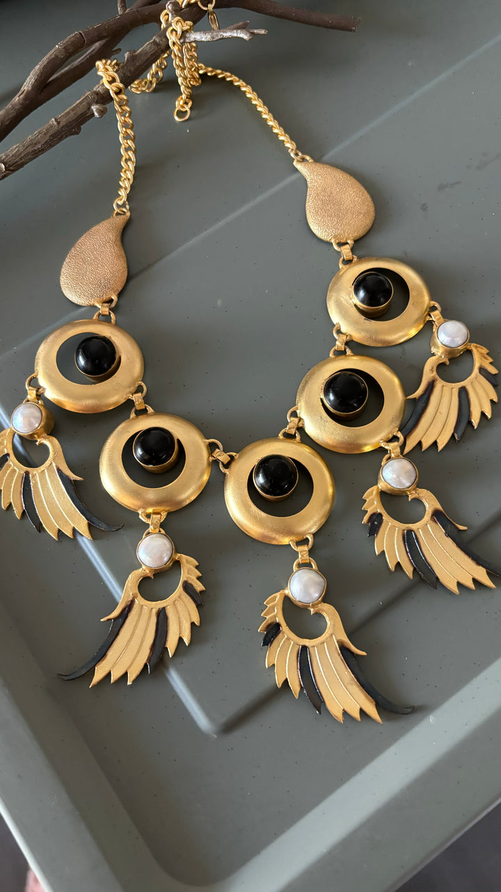 Winged Paisley Statement Necklace