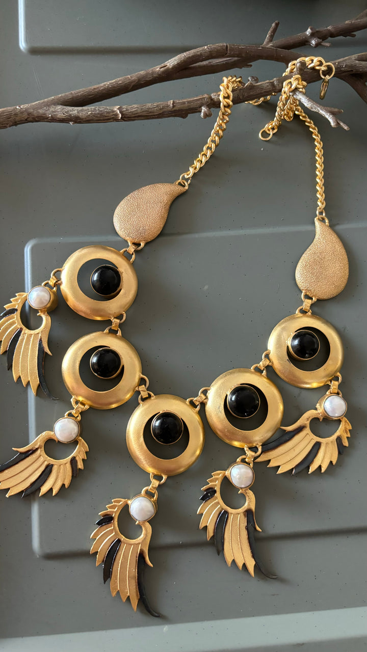 Winged Paisley Statement Necklace