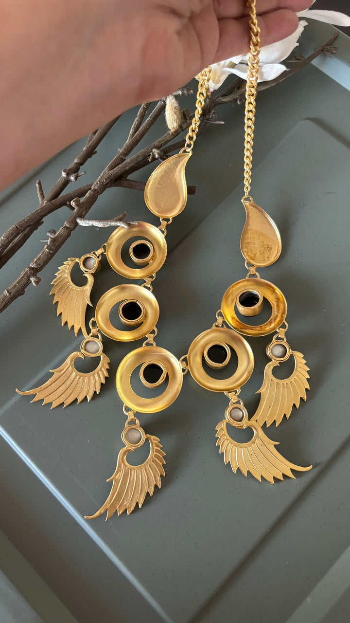 Winged Paisley Statement Necklace