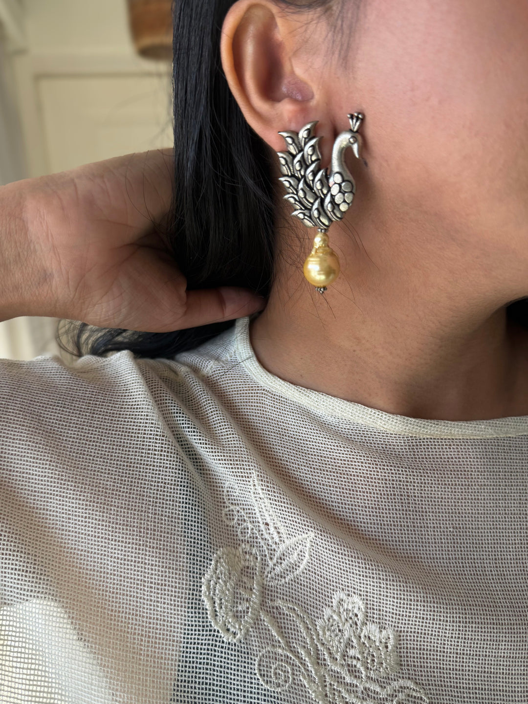 Statement Shell Drop Mayura Earrings