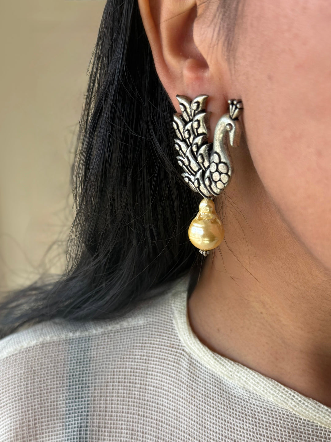 Statement Shell Drop Mayura Earrings