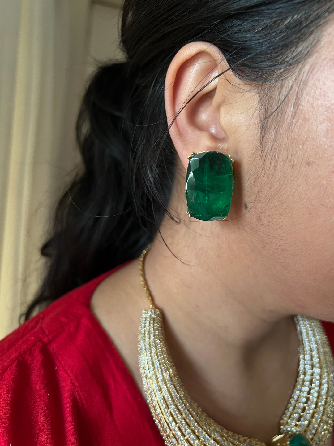 SHIVKA Collar Necklace Set | Faux Diamonds & Studs | Bridal Jewelry