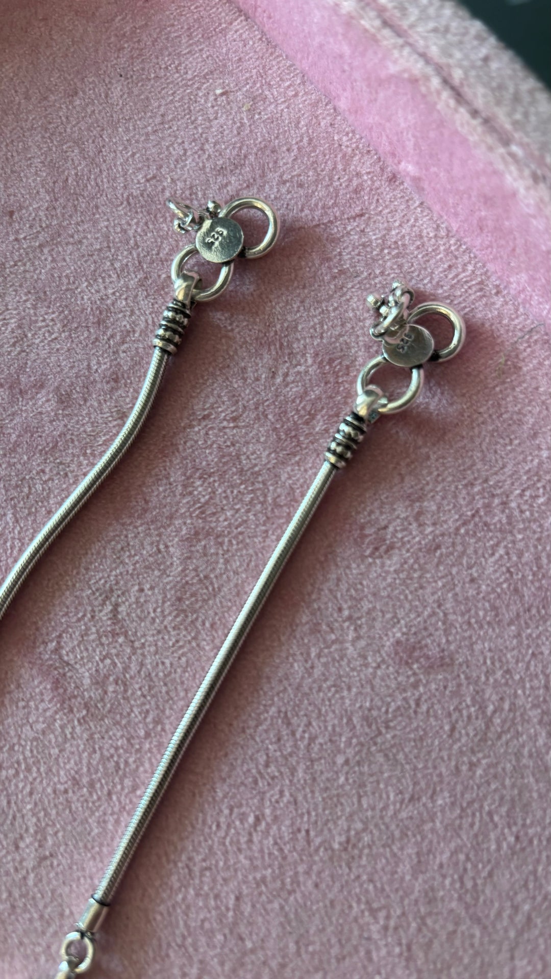 Stone Studded Pure 925 Pair of Silver Anklets- Set of Two