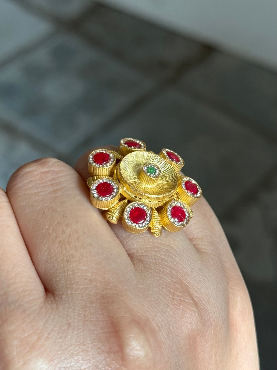 925 Silver Antique CZ Handmade Ring | Adjustable | SHIVKA