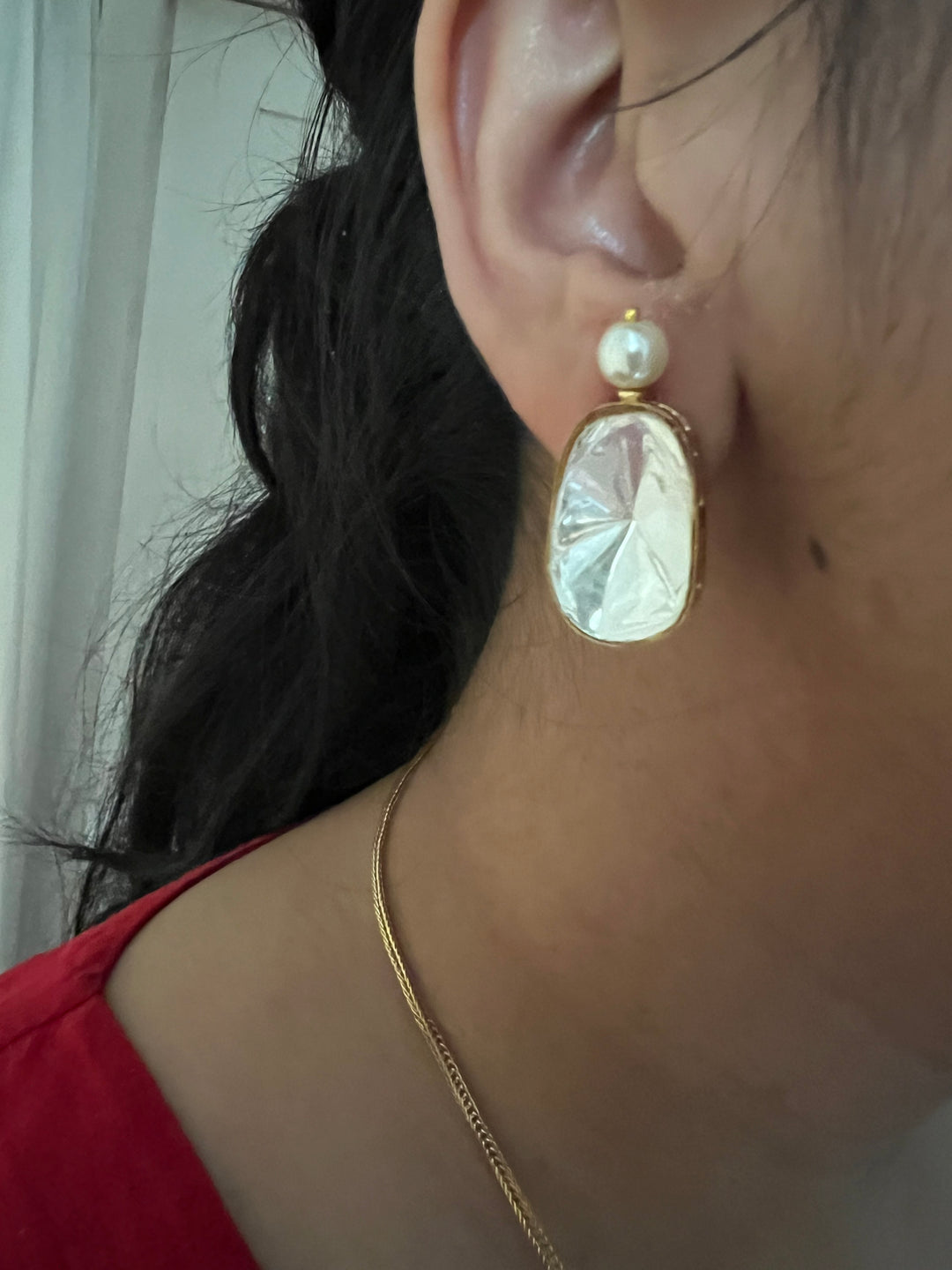 SHIVKA Kundan Pearl Necklace Set | Stud Earrings | Bridal Jewelry