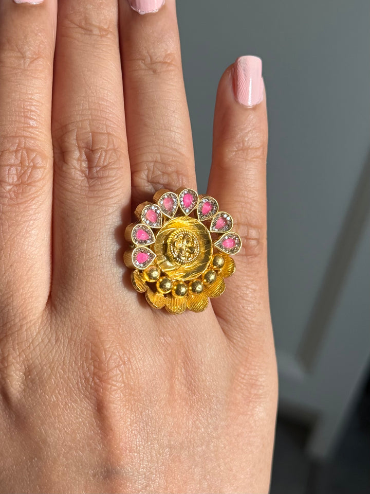 925 Silver Antique CZ Handmade Ring | Adjustable | SHIVKA