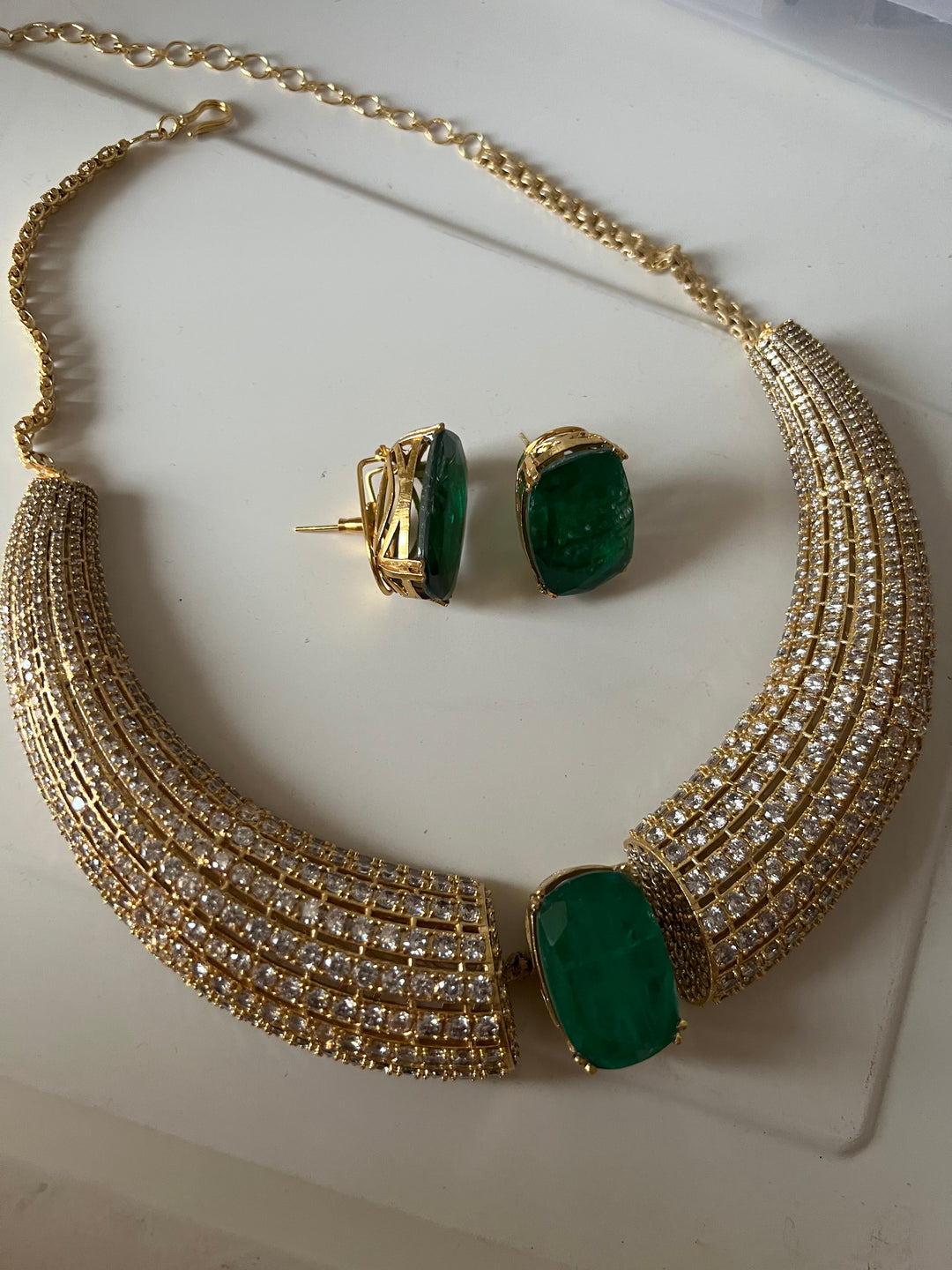 SHIVKA Collar Necklace Set | Faux Diamonds & Studs | Bridal Jewelry