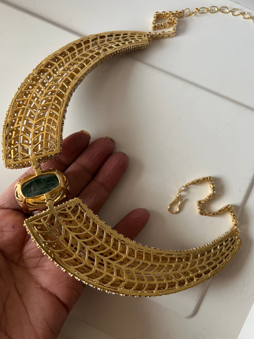 SHIVKA Collar Necklace Set | Faux Diamonds & Studs | Bridal Jewelry