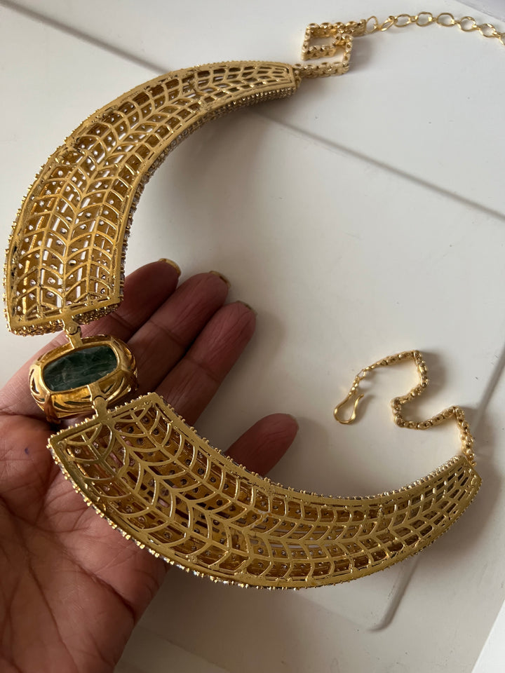 SHIVKA Collar Necklace Set | Faux Diamonds & Studs | Bridal Jewelry