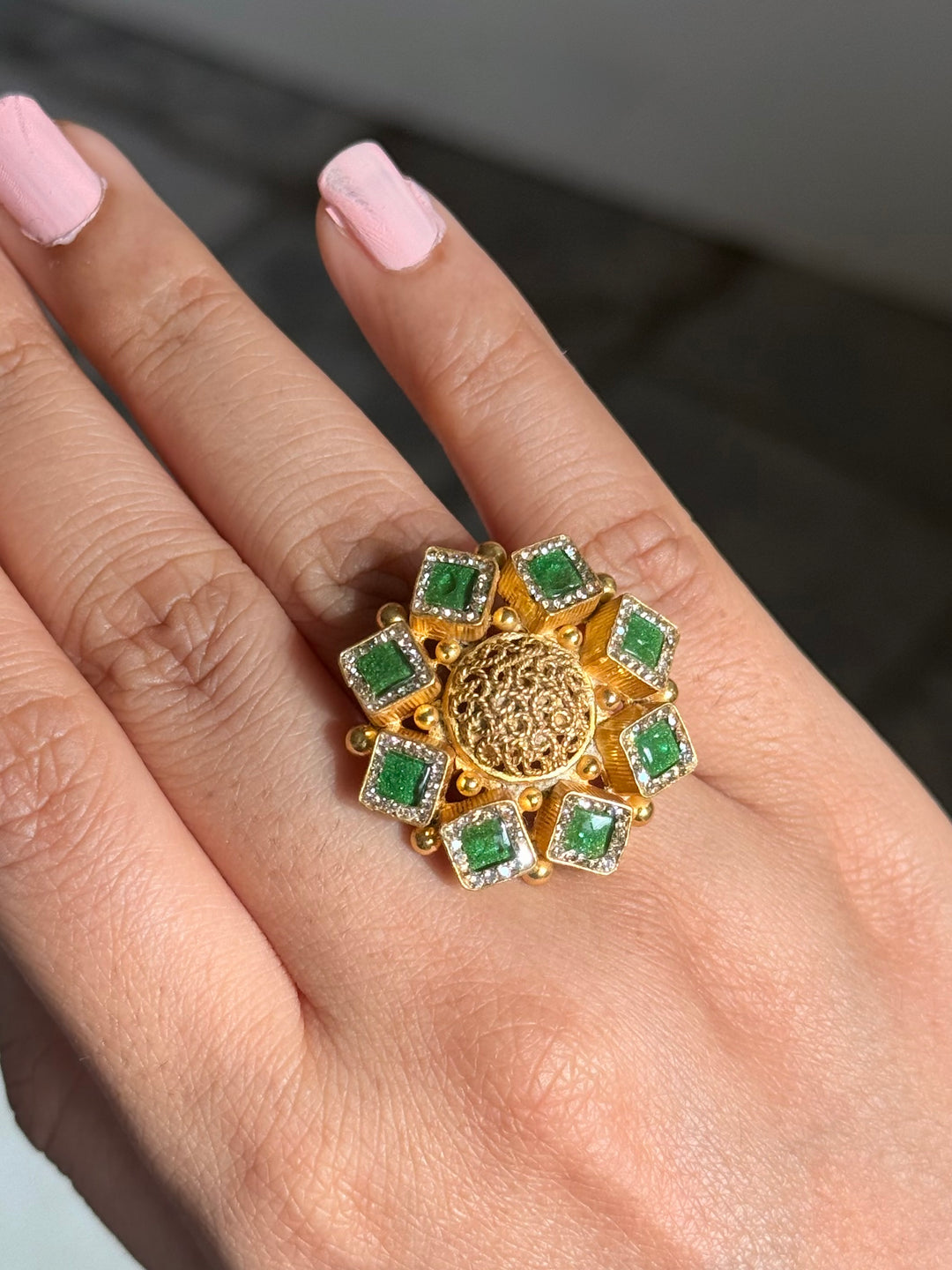 925 Silver Antique CZ Handmade Ring | Adjustable | SHIVKA