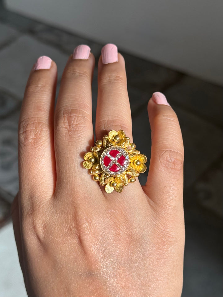 925 Silver Antique CZ Handmade Ring | Adjustable | SHIVKA