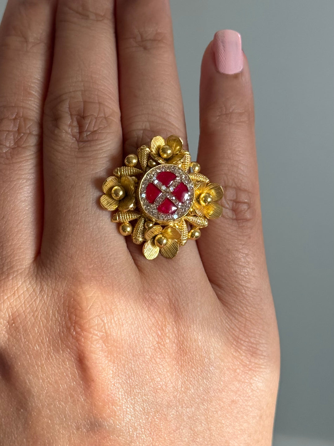 925 Silver Antique CZ Handmade Ring | Adjustable | SHIVKA