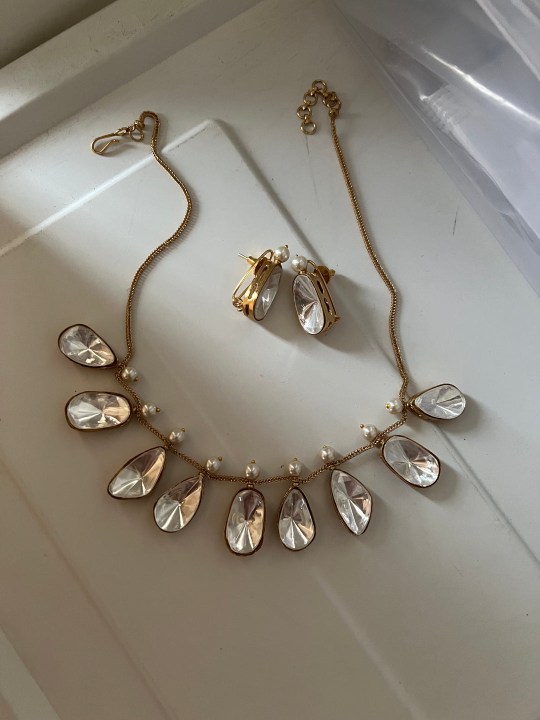 SHIVKA Kundan Pearl Necklace Set | Stud Earrings | Bridal Jewelry