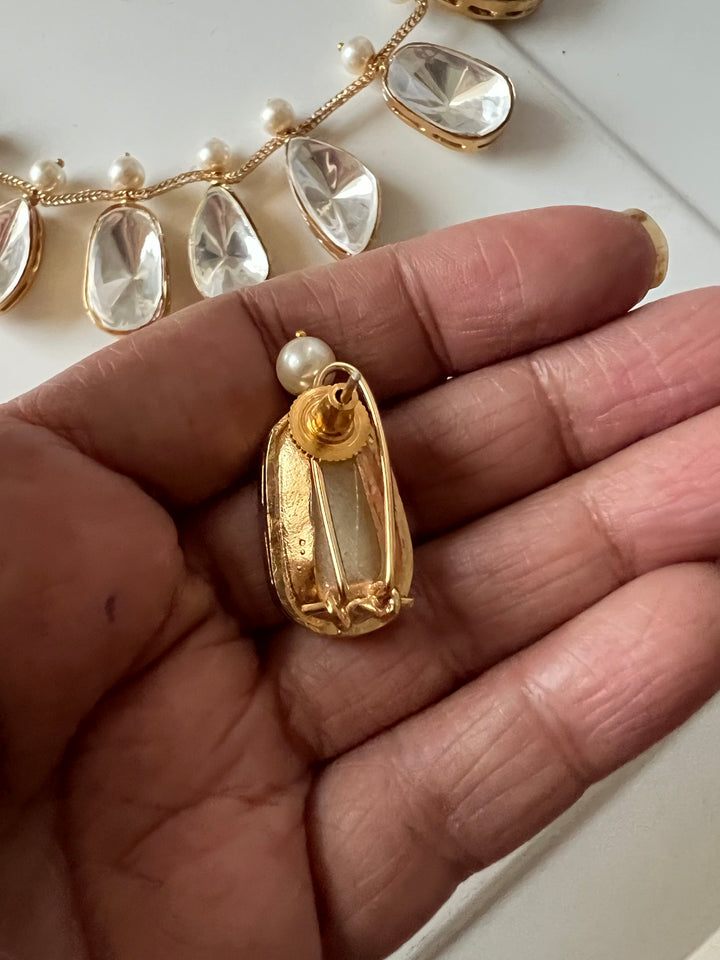 SHIVKA Kundan Pearl Necklace Set | Stud Earrings | Bridal Jewelry