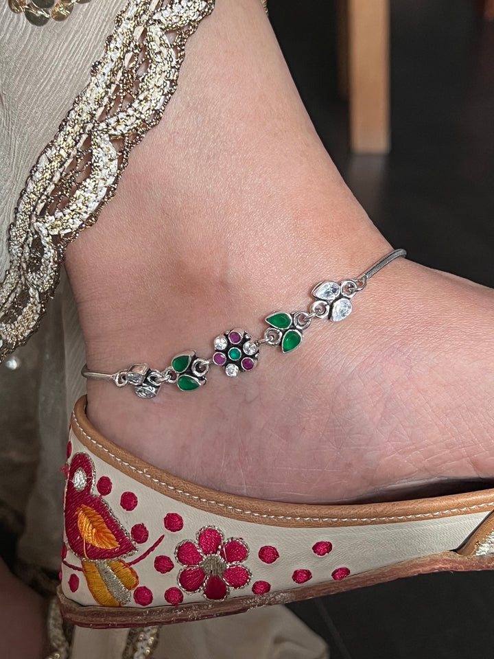 Pure 925 Silver Anklets- Set of 2