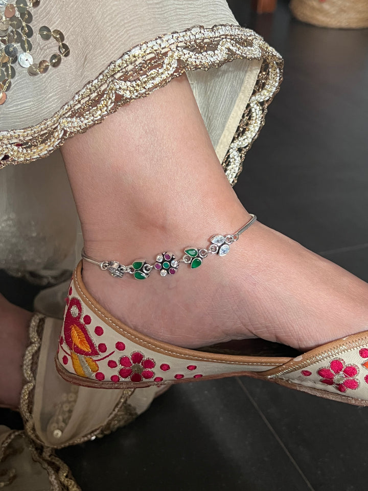 Pure 925 Silver Anklets- Set of 2