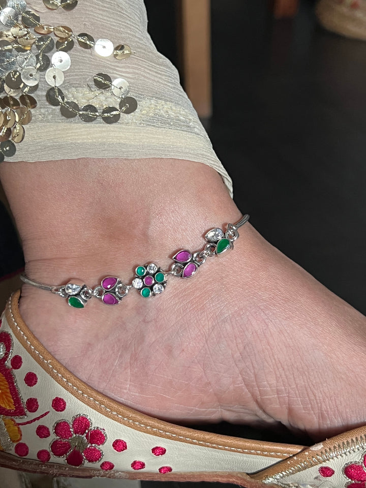 Pure 925 Silver Anklets- Set of 2