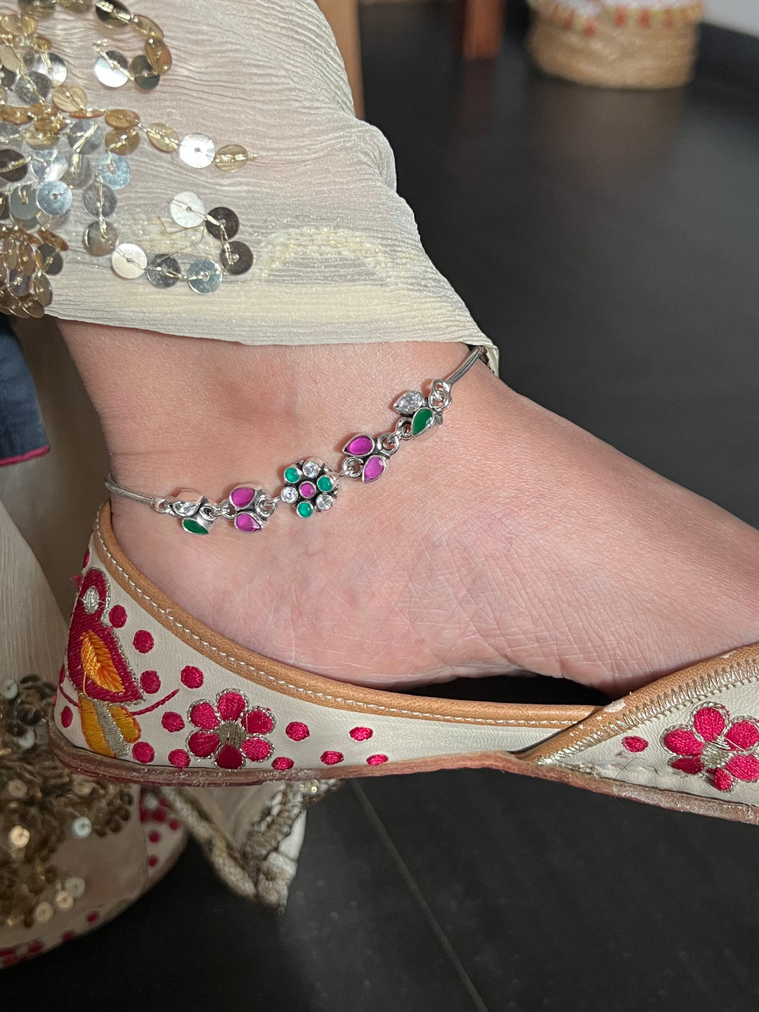 Pure 925 Silver Anklets- Set of 2