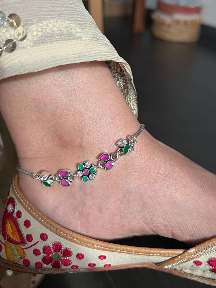 Pure 925 Silver Anklets- Set of 2