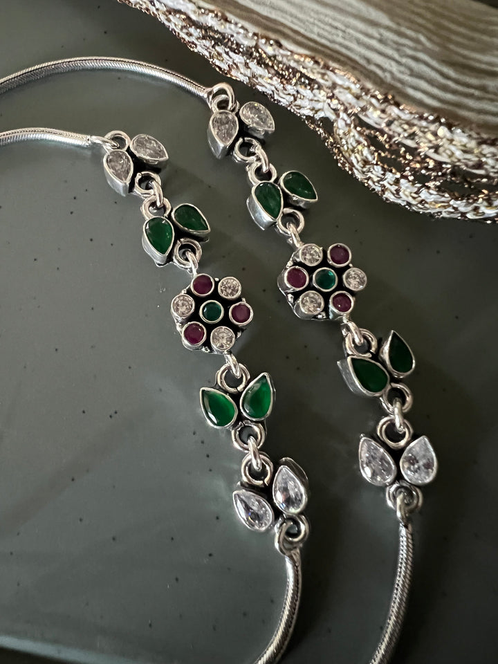 Pure 925 Silver Anklets- Set of 2