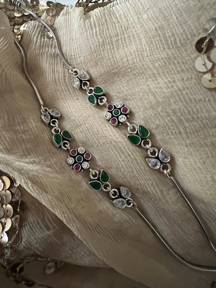 Pure 925 Silver Anklets- Set of 2