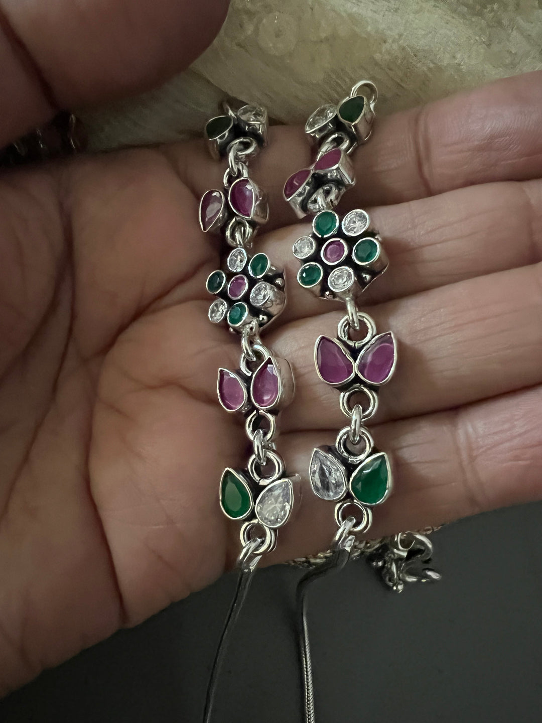 Pure 925 Silver Anklets- Set of 2