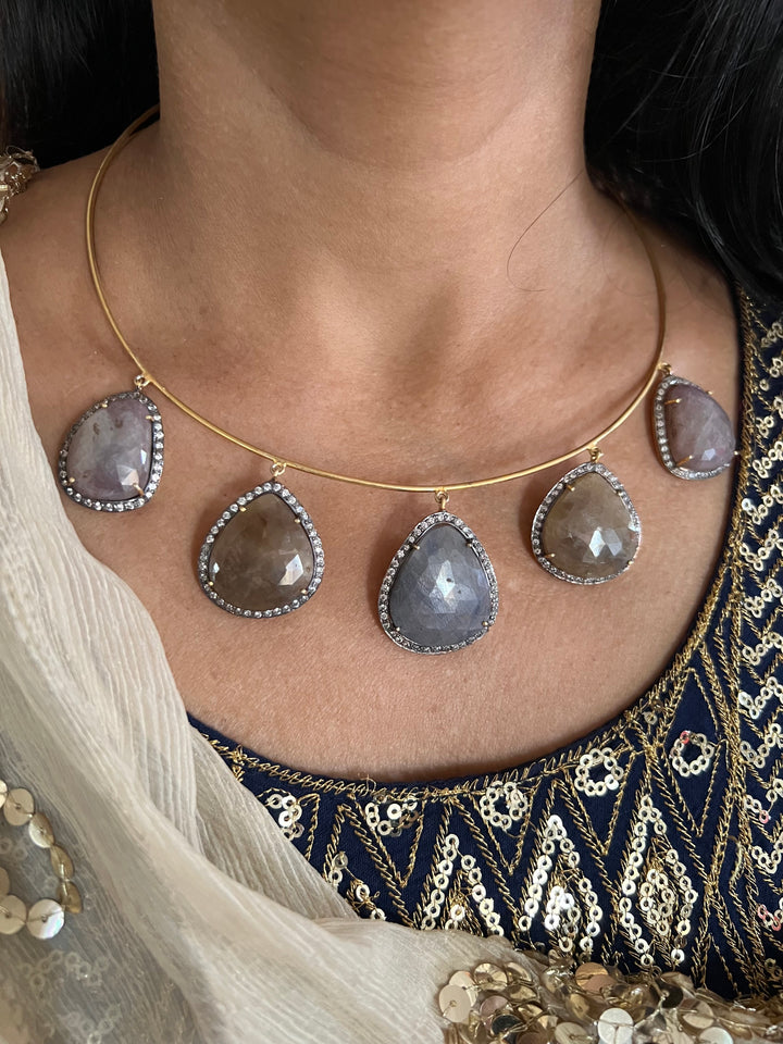 Multi Sapphire Silver Necklace Set - Unmatched Quality and Style