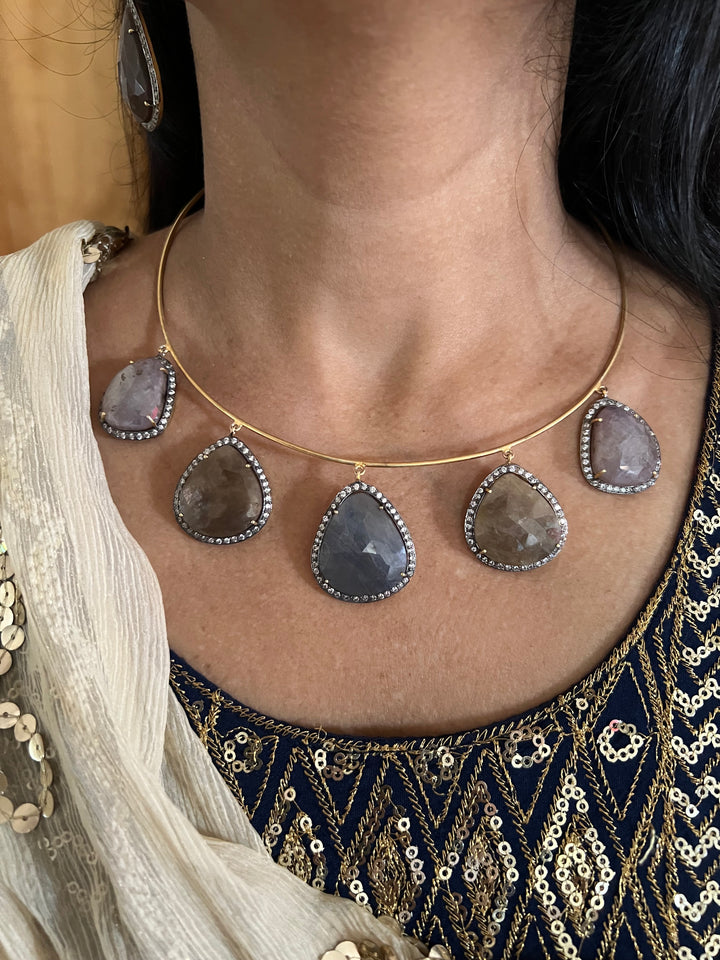 Multi Sapphire Silver Necklace Set - Unmatched Quality and Style