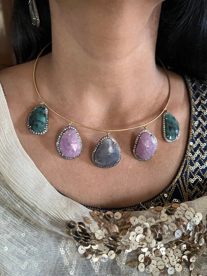 Multi Sapphire Silver Necklace Set - Unmatched Quality and Style