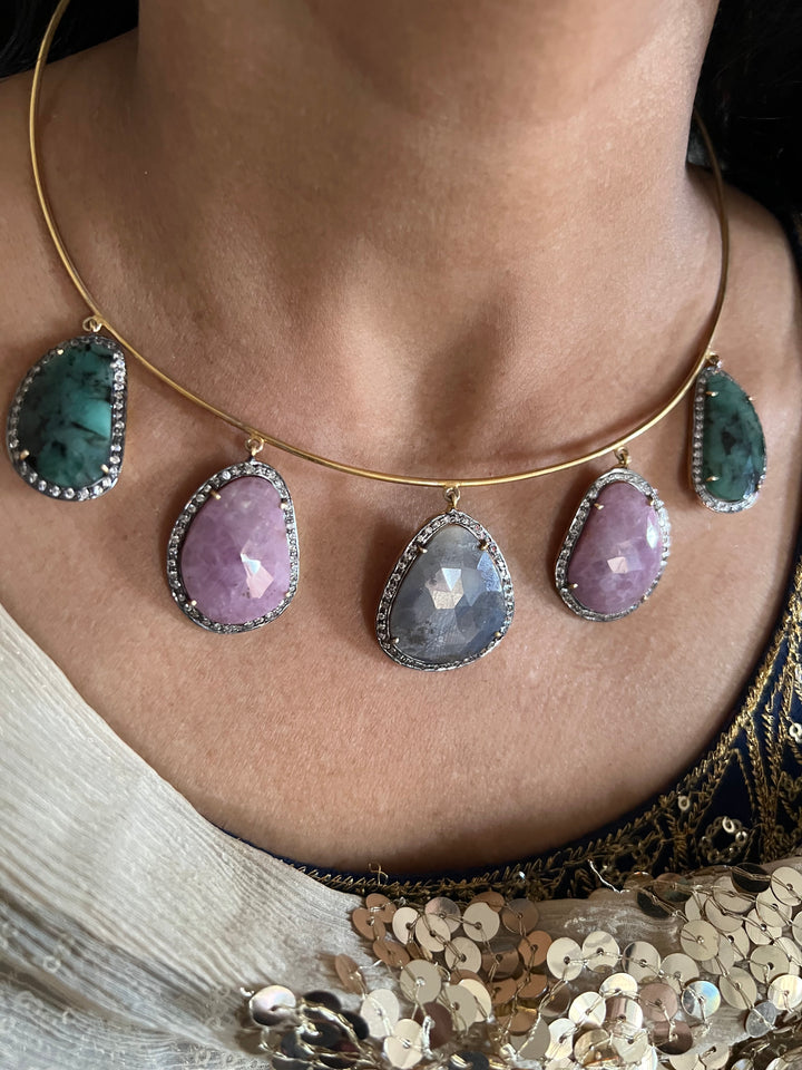 Multi Sapphire Silver Necklace Set - Unmatched Quality and Style