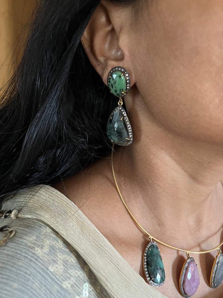 Multi Sapphire Silver Necklace Set - Unmatched Quality and Style