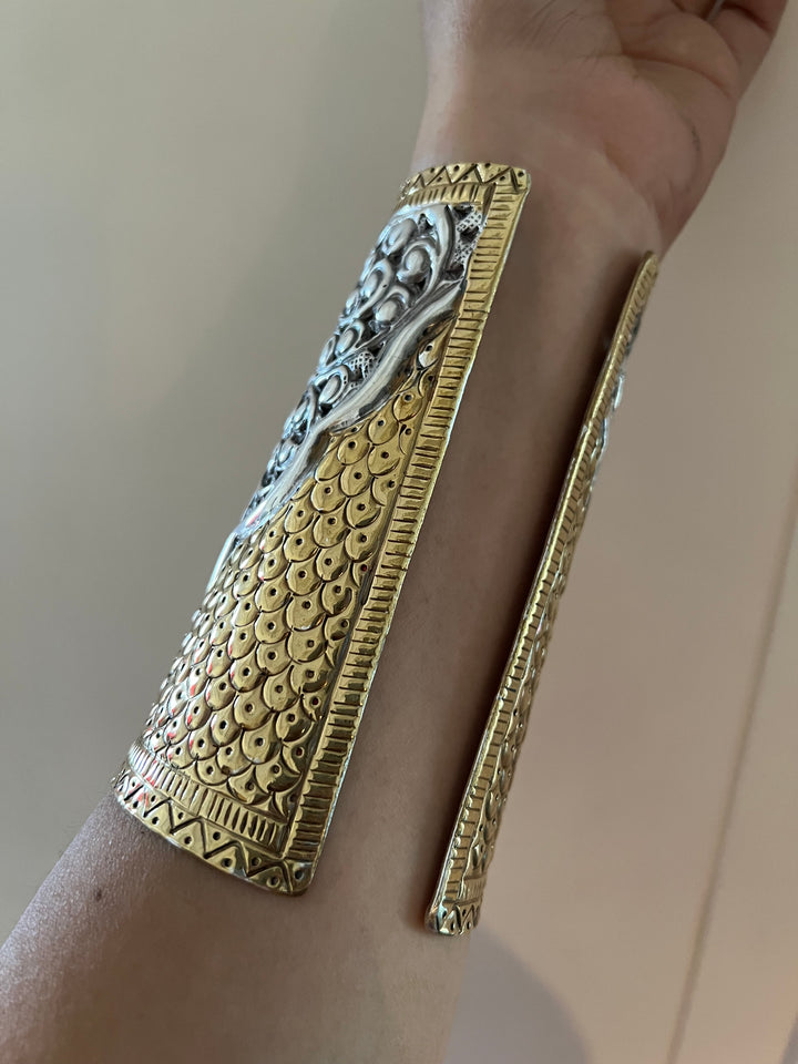 Antique Rajasthani Open Cuff - Premium Quality Silver Replica
