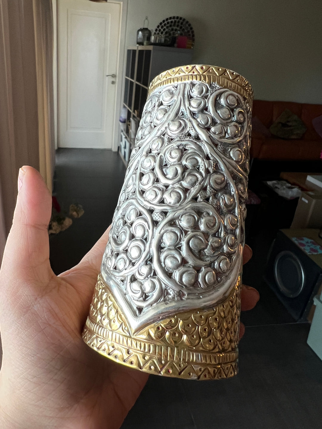 Antique Rajasthani Open Cuff - Premium Quality Silver Replica