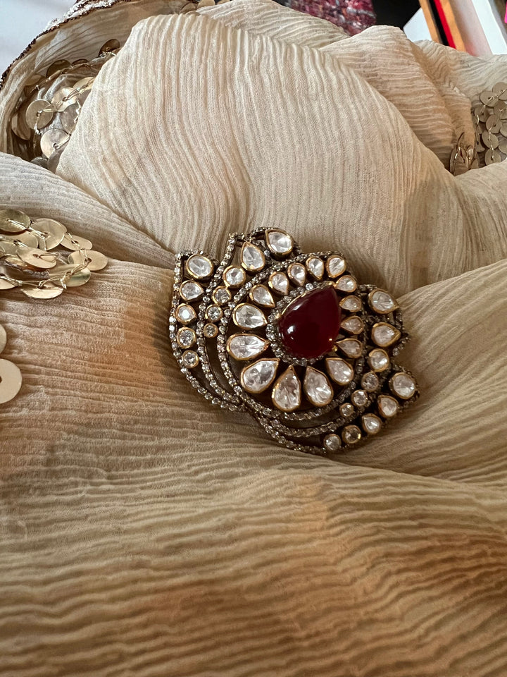 Lotus Polki Silver Ring - A Touch of Timeless Beauty