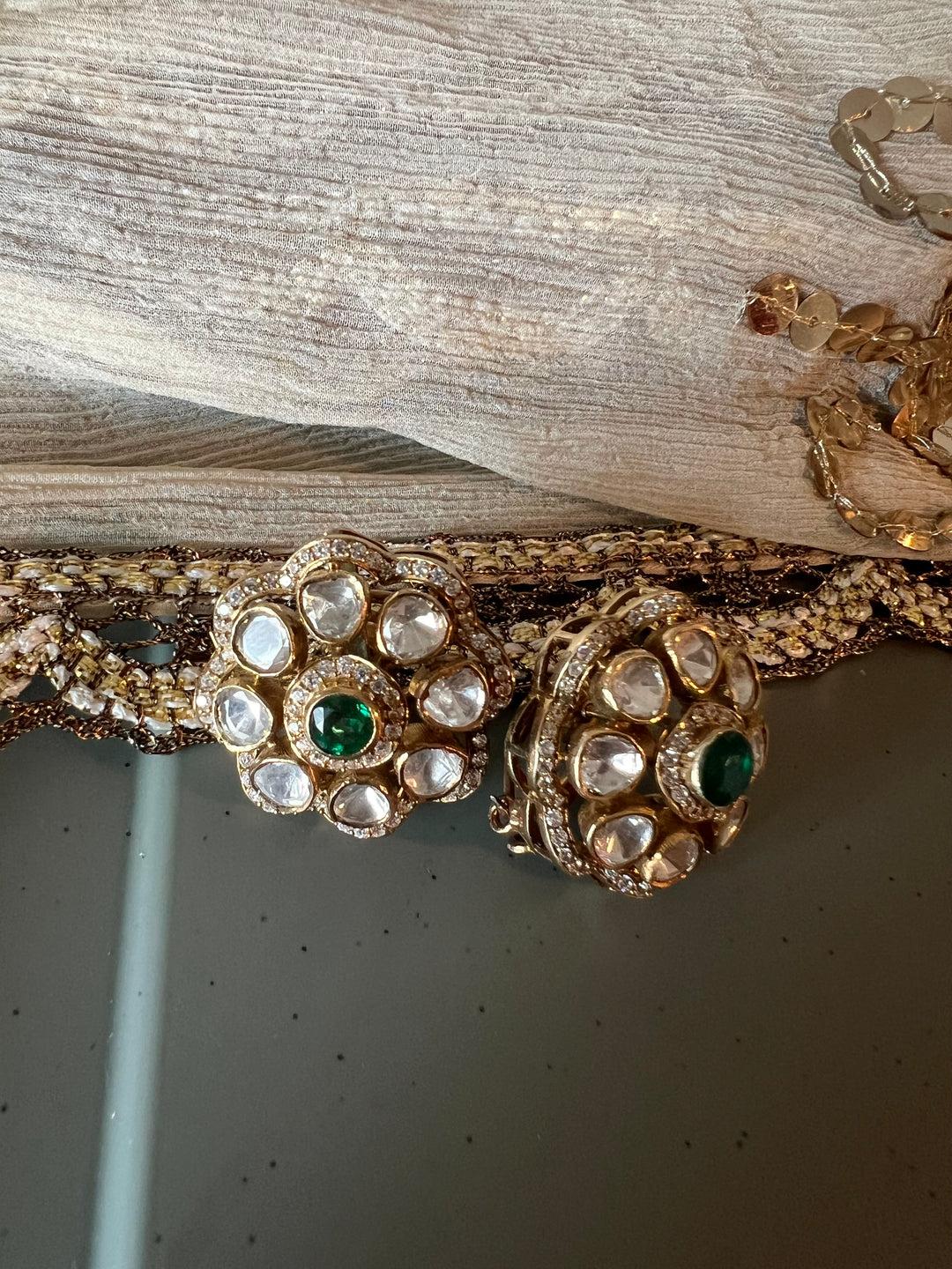 Pure 925 Silver Polki Stud Earrings - Premium Quality, Exquisite Craftsmanship