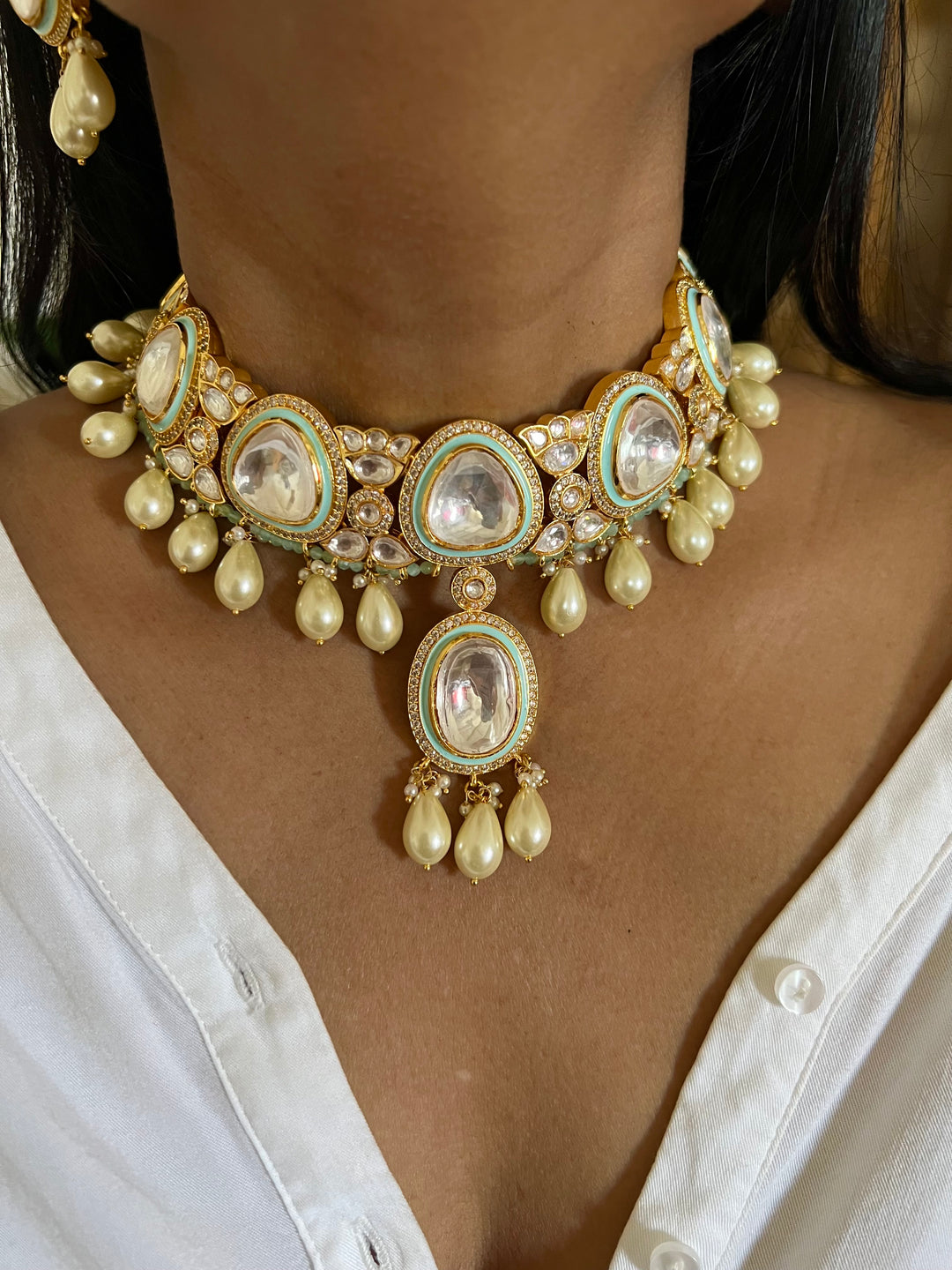 Bridal Kundan Choker with Earrings and Maangtikka