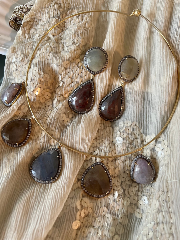 Multi Sapphire Silver Necklace Set - Unmatched Quality and Style