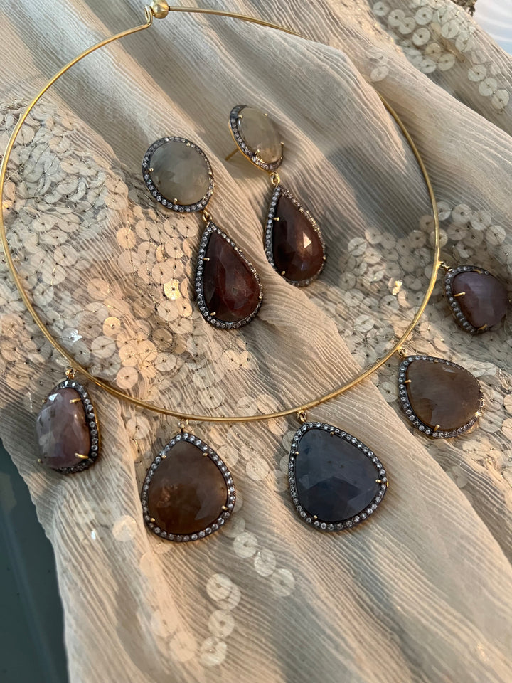 Multi Sapphire Silver Necklace Set - Unmatched Quality and Style